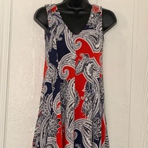 Devine Charm Paisley Red, Silver, Blue Dress